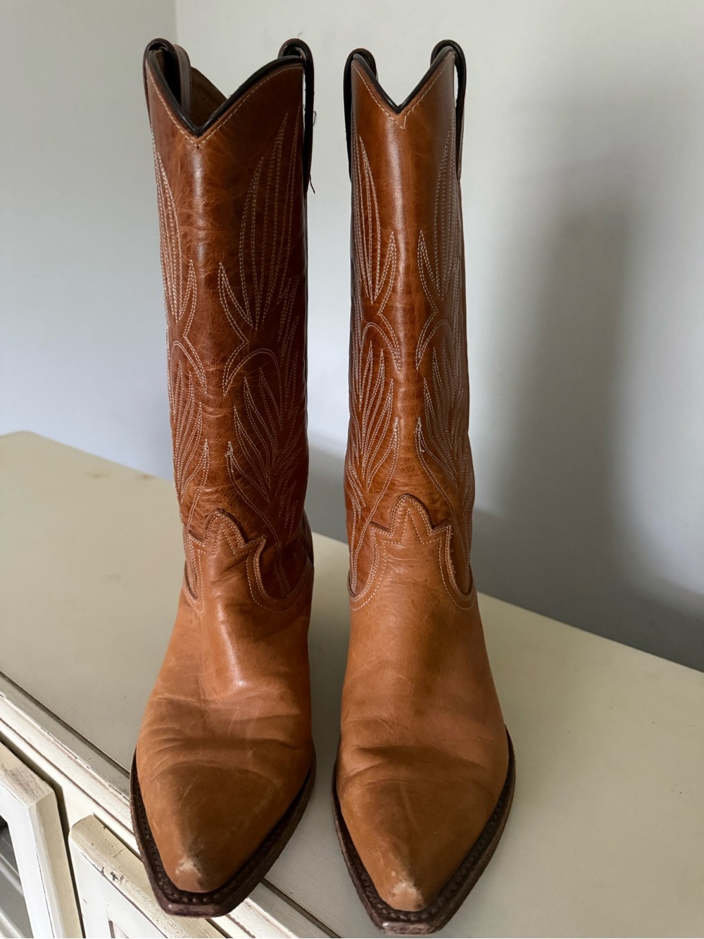 Steve Madden Tan Leather Western Tall Cowboy Boots